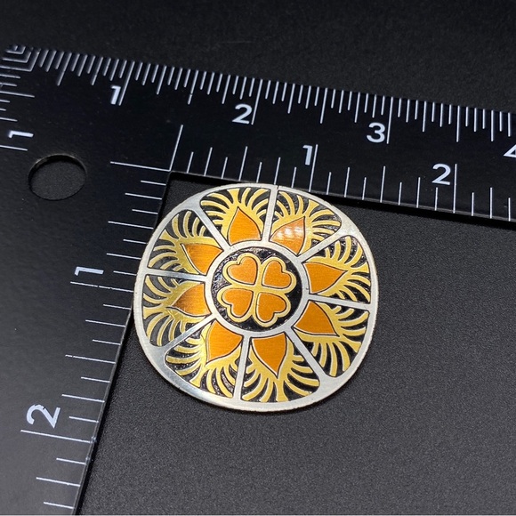 REED & BARTON Damascene Brooch/Pendant Mandela Style Copper Hearts - Picture 6 of 6